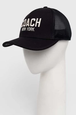 Coach czapka z daszkiem kolor czarny z aplikacją