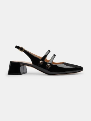 Coach czółenka skórzane Winley Slingback Mary Jane kolor czarny na słupku z odkrytą piętą CAS42