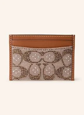Coach Etui Na Karty Crystal Signature Z Ozdobnymi Kamykami beige