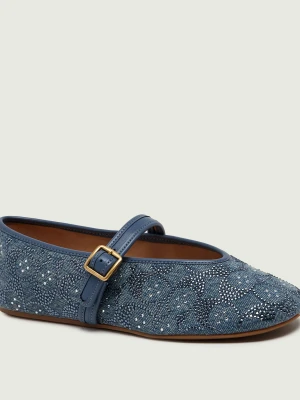 Coach Jeansowe baleriny Signature Mary Jane | z dodatkiem skóry niebieski