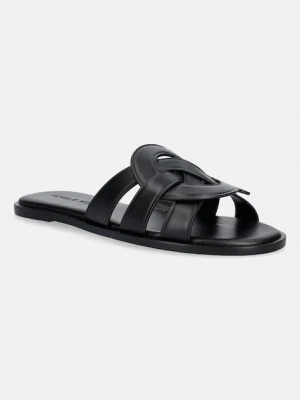 Coach klapki damskie skórzane Lena Leather Slide Sandal czarny