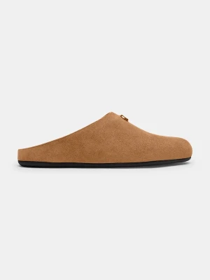 Coach klapki mules damskie zamszowe Sculpted C Soft Mule beżowy