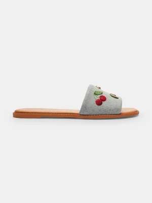 Coach klapki na płaskim obcasie damskie bawełniane Holly Denim Cherries Sandal