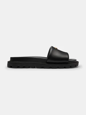 Coach klapki na płaskim obcasie damskie skórzane Brynn Leather Slide Sandal czarny