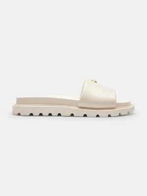 Coach klapki na płaskim obcasie damskie skórzane Brynn Leather Slide Sandal biały