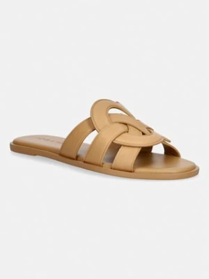 Coach Lena Leather Slide Sandal klapki z odkrytymi palcami damskie skórzane