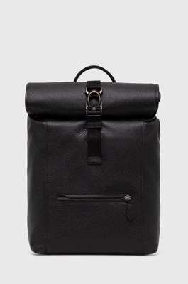 Coach plecak skórzany męski kolor czarny duży gładki