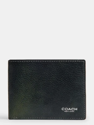 Coach portfel męski skórzany zielony