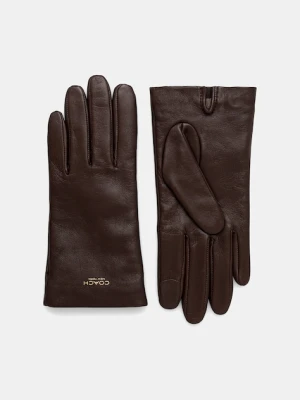 Coach rękawiczki skórzane damskie kolor brązowy 29CCN07