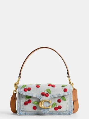 Coach torebka crossbody damska skórzana Cherry Embroidered Denim Tabby 26