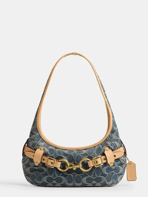 Coach torebka hobo damska jeansowa Belted Ergo Shoulder Bag 26 niebieski