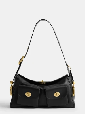 Coach torebka hobo damska skórzana Turnlock Haversack Bag czarny