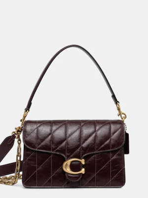 Coach torebka skórzana Chain Tabby Shoulder Bag With Quilting fioletowy