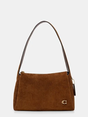 Coach torebka zamszowa Lola kolor brązowy CDD06