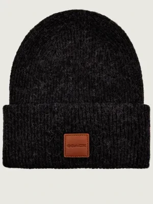 Coach Wełniana czapka | z dodatkiem skóry