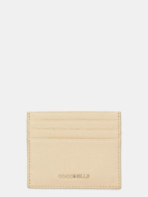 Coccinelle etui na karty skórzane kolor beżowy