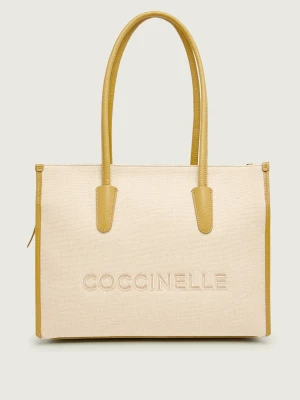 Coccinelle Lniana shopperka COCCINELLE MYRTHA | z dodatkiem skóry