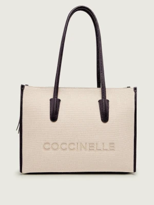 Coccinelle Lniana shopperka MYRTHA | z dodatkiem skóry