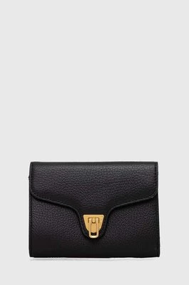 Coccinelle portfel skórzany damski kolor czarny