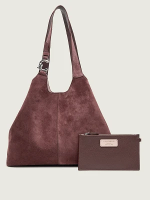 Coccinelle Shopperka + saszetka Coccinelle C-Easy | zamsz fioletowy