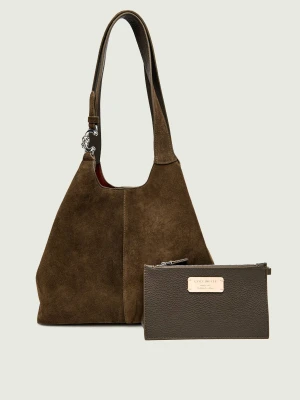 Coccinelle Shopperka + saszetka Coccinelle C-Easy | zamsz oliwkowy