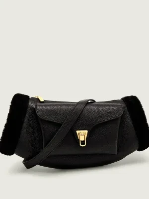 Coccinelle Skórzana torebka na ramię BEAT | shearling