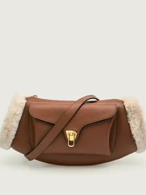 Coccinelle Skórzana torebka na ramię BEAT | shearling