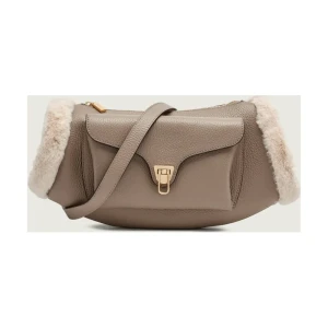 Coccinelle Skórzana torebka na ramię BEAT | shearling