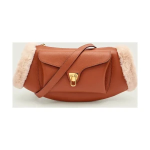 Coccinelle Skórzana torebka na ramię BEAT | shearling