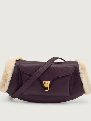 Coccinelle Skórzana torebka na ramię BEAT | shearling