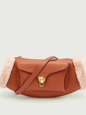 Coccinelle Skórzana torebka na ramię BEAT | shearling