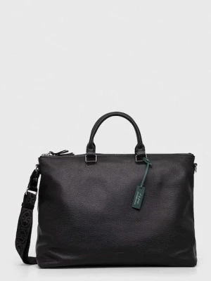 Coccinelle torba skórzana kolor czarny