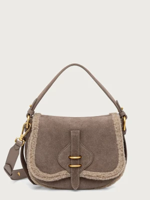 Coccinelle torebka crossbody damska zamszowa beżowy