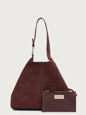 Coccinelle torebka hobo damska zamszowa bordowy
