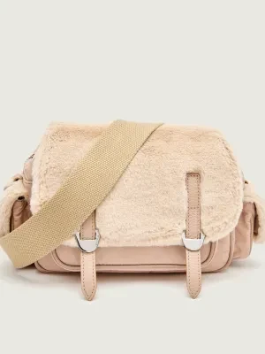 Coccinelle Torebka na ramię Campus | shearling | z dodatkiem skóry