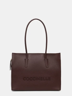 Coccinelle torebka shopper damska skórzana bordowy