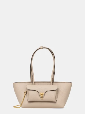 Coccinelle torebka shopper damska skórzana DOUBLE BEAT beżowy