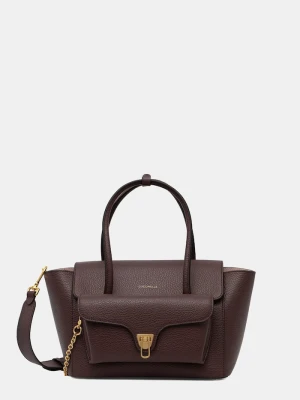Coccinelle torebka shopper damska skórzana DOUBLE BEAT bordowy