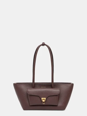 Coccinelle torebka shopper damska skórzana DOUBLE BEAT fioletowy