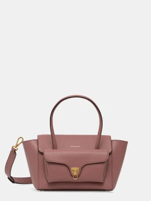 Coccinelle torebka shopper damska skórzana DOUBLE BEAT różowy