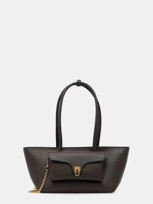 Coccinelle torebka shopper damska skórzana DOUBLE BEAT zielony
