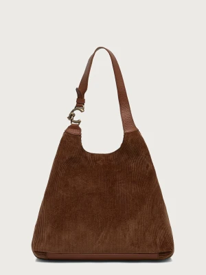 Coccinelle torebka shopper damska sztruksowa brązowy