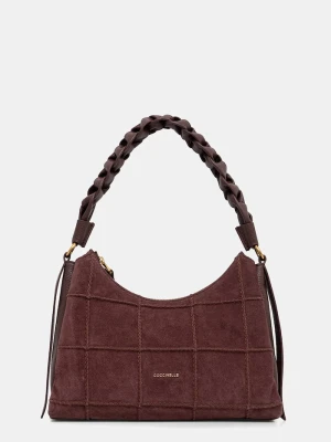Coccinelle torebka shopper damska zamszowa bordowy