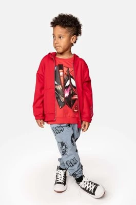 Coccodrillo bluza bawełniana dziecięca kolor czerwony z kapturem gładka