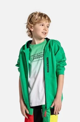 Coccodrillo bluza bawełniana dziecięca kolor zielony z kapturem gładka