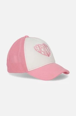 Coccodrillo czapka z daszkiem dziecięca kolor różowy z nadrukiem