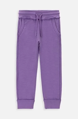 Coccodrillo spodnie dresowe dziecięce kolor fioletowy gładkie