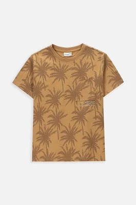 Coccodrillo t-shirt bawełniany dziecięcy kolor brązowy wzorzysty