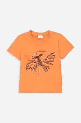 Coccodrillo t-shirt bawełniany dziecięcy kolor pomarańczowy z nadrukiem
