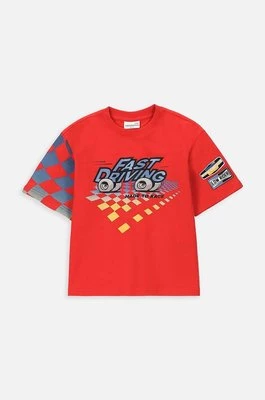 Coccodrillo t-shirt dziecięcy kolor czerwony z nadrukiem